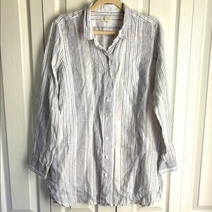 Garnet Hill Easy Linen Tunic. Button Down Blouse. Neutral. Size Medium.
